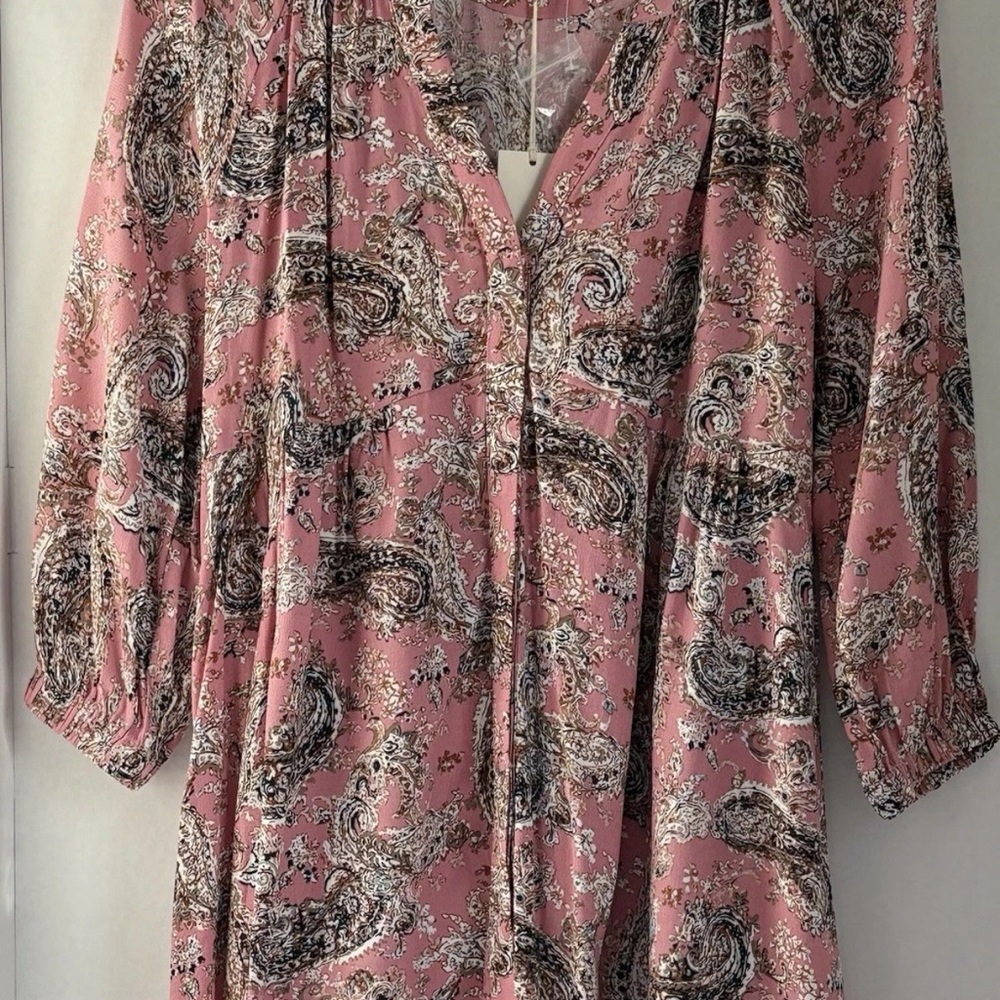 Melloday Pink Paisley Boho Peasant Tunic / Dress - Size S – NEW with Tags